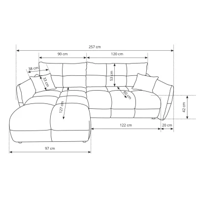 Rohová rozkládací sedací souprava CANMORE - mokka