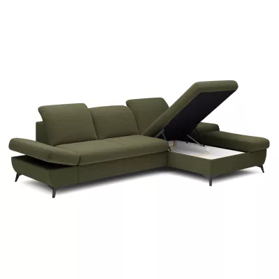 Rohová rozkládací sedací souprava BROCKVILE - olivová, pravý roh