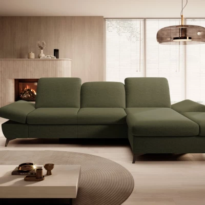 Rohová rozkládací sedací souprava BROCKVILE - olivová, pravý roh