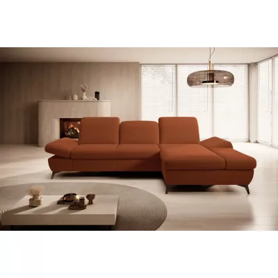 Rohová rozkládací sedací souprava BROCKVILE - cihlová, pravý roh