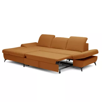 Rohová rozkládací sedací souprava BROCKVILE - tmavá pomerančová, levý roh