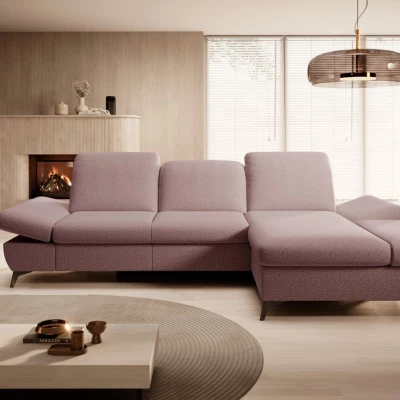 Rohová rozkládací sedací souprava BROCKVILE - růžová, pravý roh