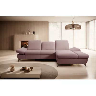 Rohová rozkládací sedací souprava BROCKVILE - růžová, pravý roh