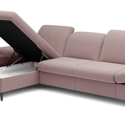 Rohová rozkládací sedací souprava BROCKVILE - růžová, levý roh