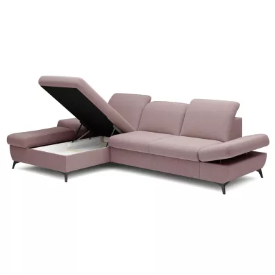 Rohová rozkládací sedací souprava BROCKVILE - růžová, levý roh