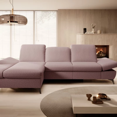 Rohová rozkládací sedací souprava BROCKVILE - růžová, levý roh