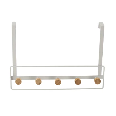 Závěsný věšák na dveře ROWDY - bílý / bambus