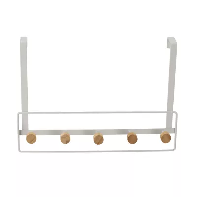 Závěsný věšák na dveře ROWDY - bílý / bambus