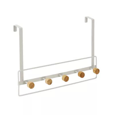 Závěsný věšák na dveře ROWDY - bílý / bambus