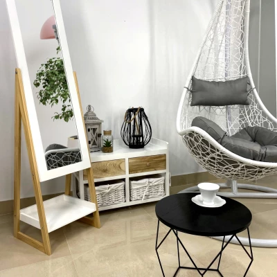 Stojací zrcadlo MADOX - bílé / hnědé