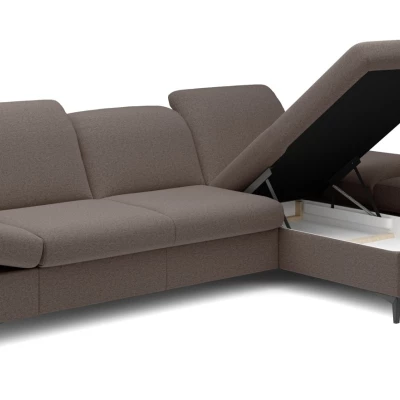 Rohová rozkládací sedací souprava BROCKVILE - tmavá čokoládová, pravý roh