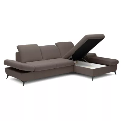 Rohová rozkládací sedací souprava BROCKVILE - tmavá čokoládová, pravý roh
