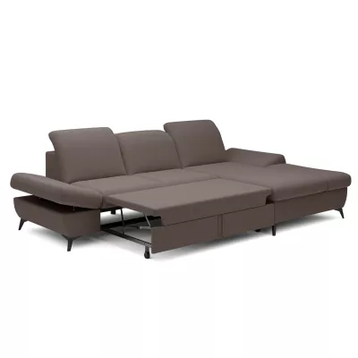 Rohová rozkládací sedací souprava BROCKVILE - tmavá čokoládová, pravý roh