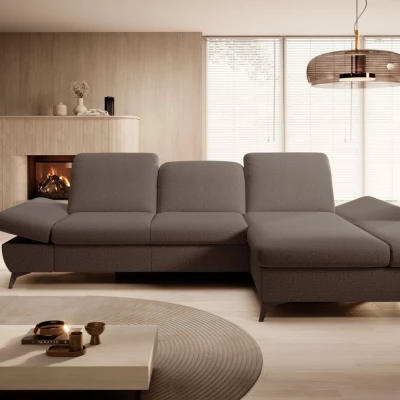 Rohová rozkládací sedací souprava BROCKVILE - tmavá čokoládová, pravý roh