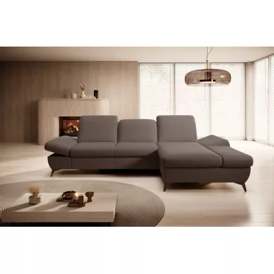 Rohová rozkládací sedací souprava BROCKVILE - tmavá čokoládová, pravý roh