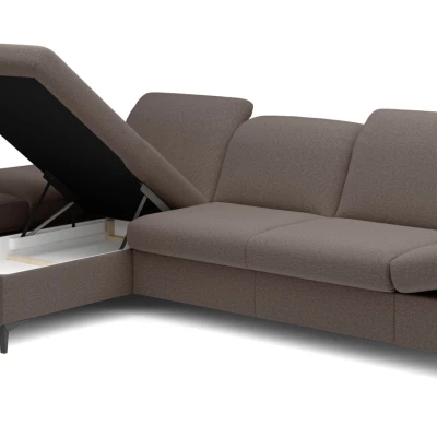 Rohová rozkládací sedací souprava BROCKVILE - tmavá čokoládová, levý roh