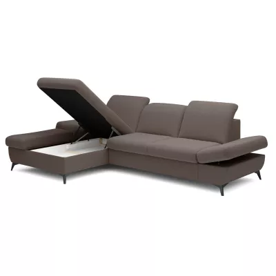 Rohová rozkládací sedací souprava BROCKVILE - tmavá čokoládová, levý roh
