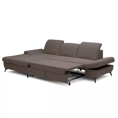 Rohová rozkládací sedací souprava BROCKVILE - tmavá čokoládová, levý roh