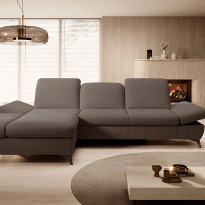 Rohová rozkládací sedací souprava BROCKVILE - tmavá čokoládová, levý roh