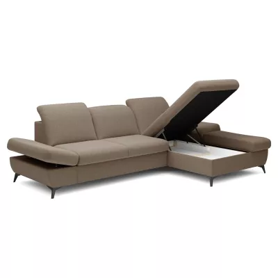 Rohová rozkládací sedací souprava BROCKVILE - hnědá, pravý roh