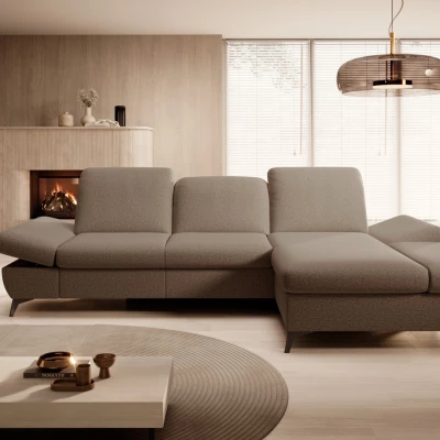 Rohová rozkládací sedací souprava BROCKVILE - hnědá, pravý roh