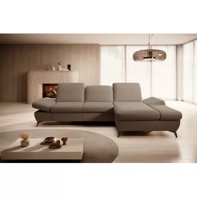 Rohová rozkládací sedací souprava BROCKVILE - hnědá, pravý roh