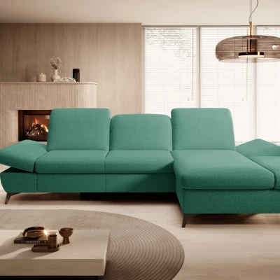 Rohová rozkládací sedací souprava BROCKVILE - tyrkysová, pravý roh