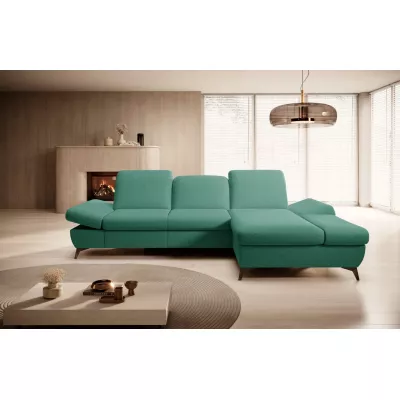 Rohová rozkládací sedací souprava BROCKVILE - tyrkysová, pravý roh