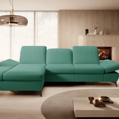 Rohová rozkládací sedací souprava BROCKVILE - tyrkysová, levý roh