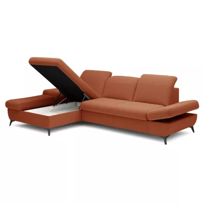 Rohová rozkládací sedací souprava BROCKVILE - hnědočervená, levý roh