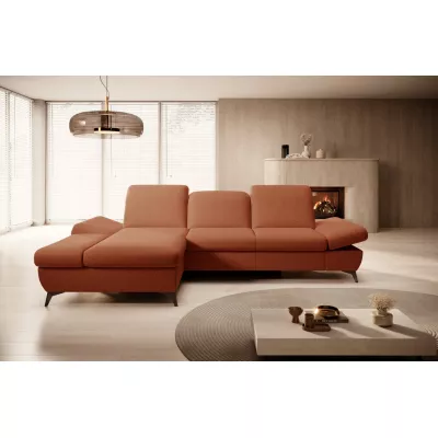 Rohová rozkládací sedací souprava BROCKVILE - hnědočervená, levý roh