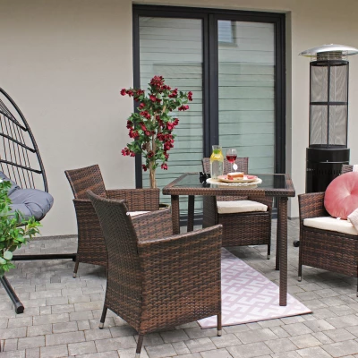 Malý ratanový zahradní set ARIANA - tmavě hnědý / béžový