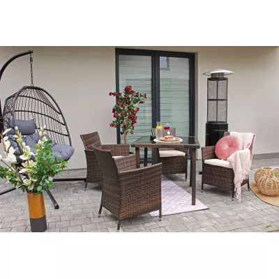 Malý ratanový zahradní set ARIANA - tmavě hnědý / béžový