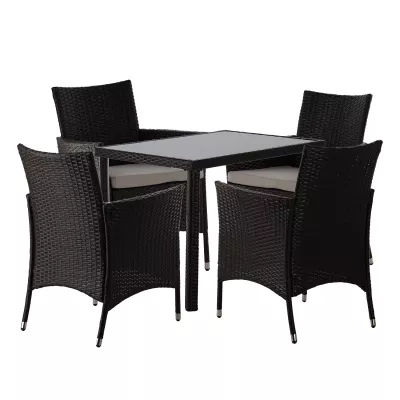 Malý ratanový zahradní set ARIANA - tmavě hnědý / béžový