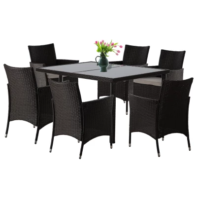 Ratanový zahradní set ARIANA - tmavě hnědý / béžový