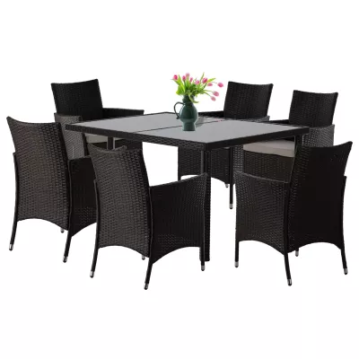 Ratanový zahradní set ARIANA - tmavě hnědý / béžový