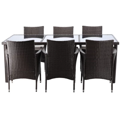 Velká ratanová zahradní sestava CHANEL - tmavě hnědá / béžová