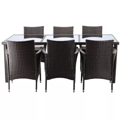 Velká ratanová zahradní sestava CHANEL - tmavě hnědá / béžová