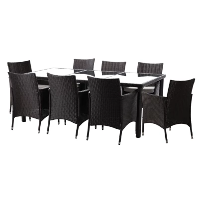 Velká ratanová zahradní sestava CHANEL - tmavě hnědá / béžová