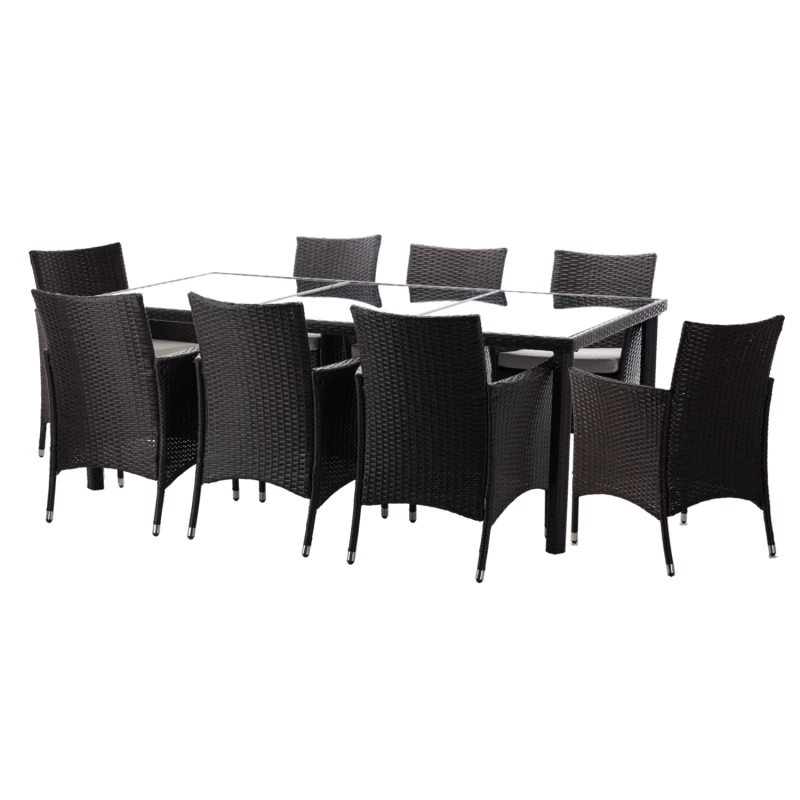 Velká ratanová zahradní sestava CHANEL - tmavě hnědá / béžová