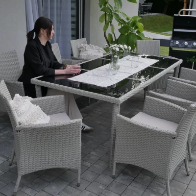 Velká ratanová zahradní sestava CHANEL - šedá