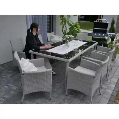 Velká ratanová zahradní sestava CHANEL - šedá