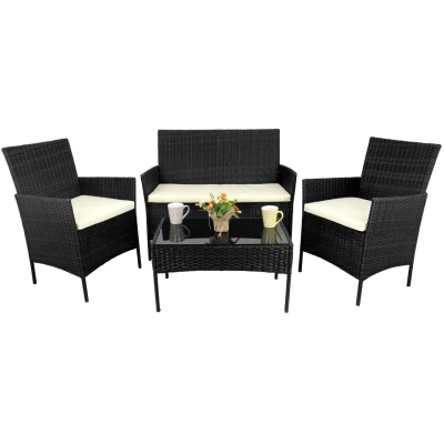 Ratanová zahradní sestava ARIANA - černá / krémová