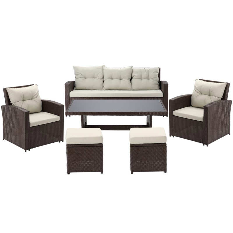 Ratanový zahradní nábytek CHANEL - hnědý / krémový