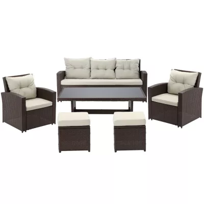 Ratanový zahradní nábytek CHANEL - hnědý / krémový