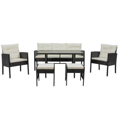Sestava zahradního nábytku ARIANA - černá / krémová