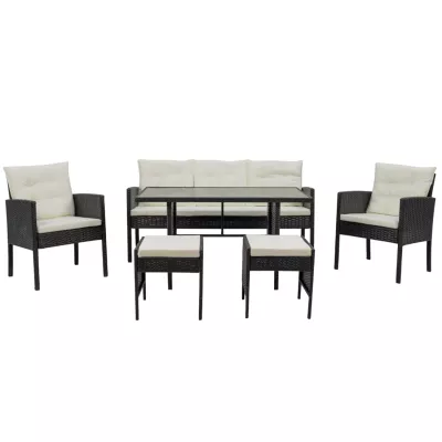 Sestava zahradního nábytku ARIANA - černá / krémová
