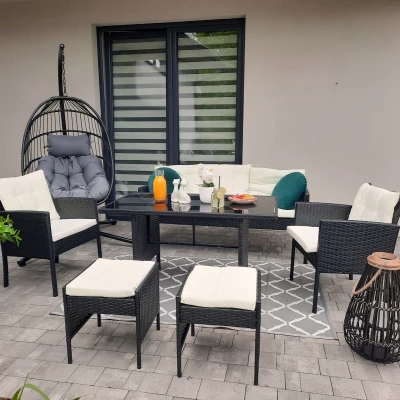 Sestava zahradního nábytku ARIANA - černá / krémová