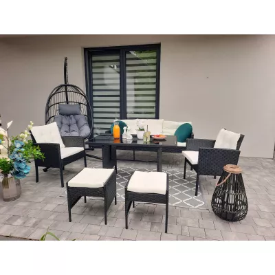 Sestava zahradního nábytku ARIANA - černá / krémová