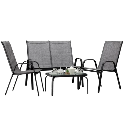 Kovová zahradní sestava ADRIANNA - šedá